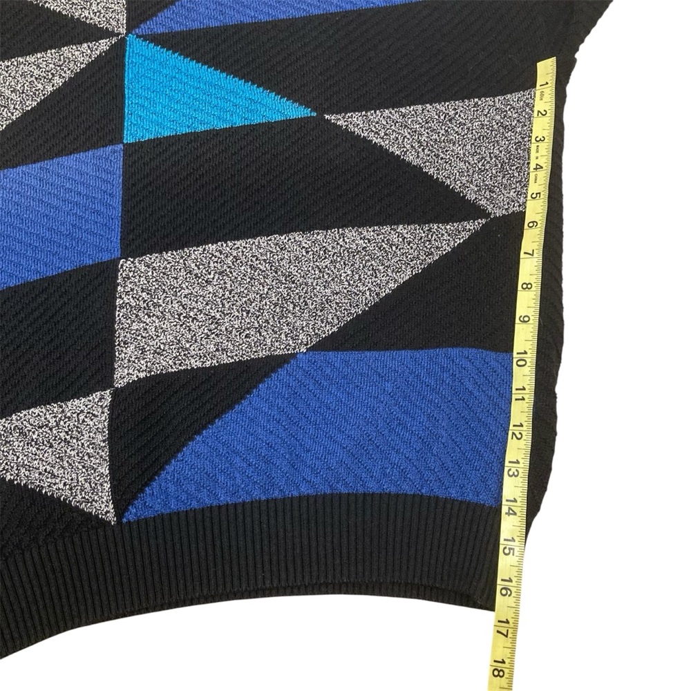 Vintage 80’s 90’s Geometric Black Blue Sweater Retro Eclectic Grandpa Mens Large - Picture 6 of 6